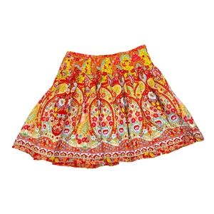 JONES WEAR JEANS Women's Sz 16 Floral Paisley Print A-Line Skirt Red Yellow Blue